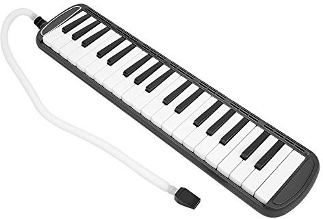 Melodica-Musikinstrument mit 37 Tasten, Luftklaviertastatur mit Tragetasche, Blasrohr, Mundstück und Wischtuch, Blastastatur-Blasinstrument für Kinder und Erwachsene (BLACK)