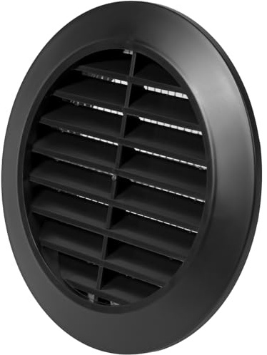 Vent Systems Couvercle d'aération rond 80 mm noir – Fentes d'aération rondes – Couvercle de grille – Protection contre les insectes intégrée – Ouvertures d'aération CVC pour salle de bain, bureau à