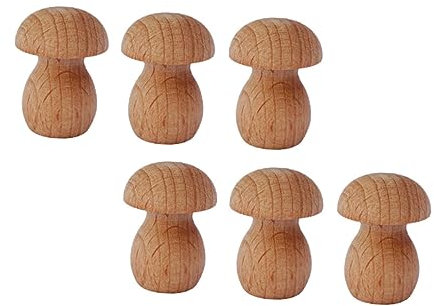 NUOBESTY 6stücke Unbemalte Holzpilze Mini-deko Zum Bemalen Diy Holzdeko Für Garten Terrasse Liebevoll Gestaltete Holzpilz-ornamente Für Fantasie-garten Und Kreative Bastelideen