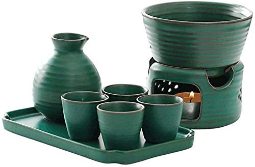 Service À Saké Japonais, Service À Saké Chaud, Service À Vin Vintage Avec Réchaud, 4 Tasses, Carafe Et Pot Chauffant, Tasse À Vin, Distributeur De Verres À Vin, Service À Saké Traditionnel Peint À La
