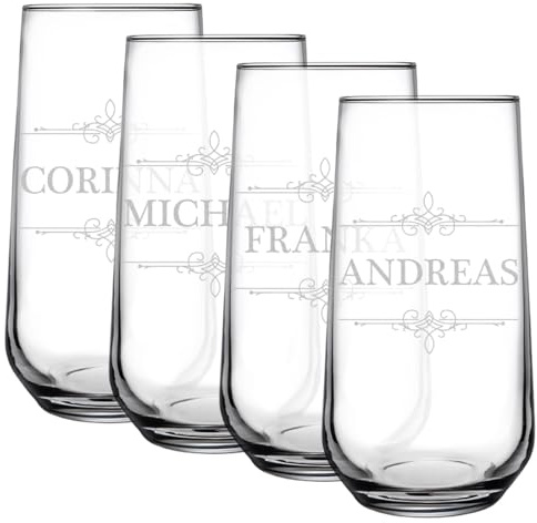polar-effekt Trinkglas 4er-Set 470 ml mit personalisierter Gravur - Glas für Cocktails, Wasser und Saft - Longdrinkglas für Frauen und Männer - ideal als Geschenk
