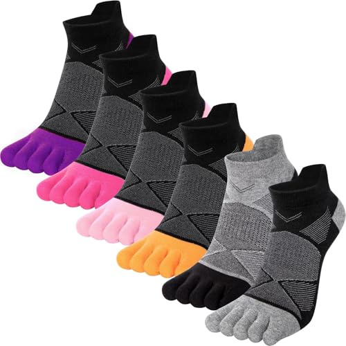Kevaler Chaussettes de Course à pied femme Orteils Séparés Running Basse Chaussette Doigt de Pied Sport pour Sports Running Gym Randonnée Respirant - 6 Paires/35-39