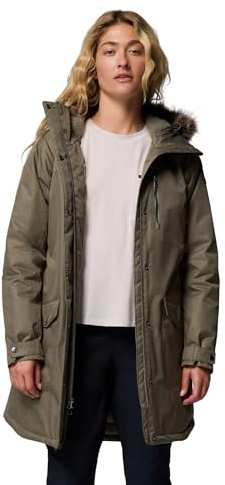 Columbia Suttle Mountain - Chaqueta larga aislante para mujer, chaqueta de invierno, verde piedra, talla M
