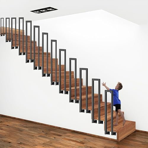 YCZHD Nordic Seitlich Montierte Geländer,U-förmige Treppengeländer Innen,Dachboden Dekorative Handlauf Treppe,Behinderte rutschfeste Flurdeck Pflegeleicht (Size:U 55cm,Color:Schwarz)