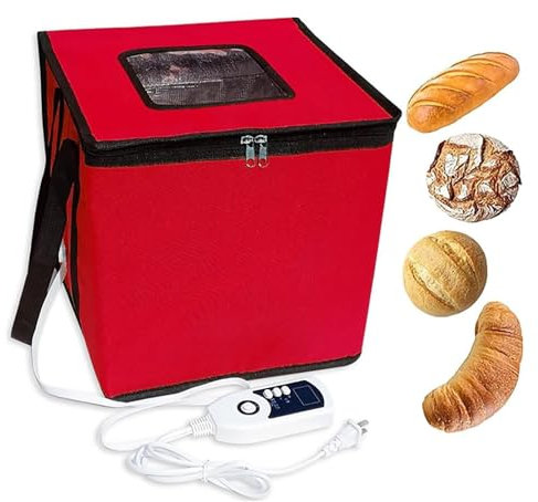 SAYEYBU MáQuina De FermentacióN EléCtrica De Masa, Kit De Herramientas Reutilizables para Hacer Pan De Masa Madre, Kit De Caja De FermentacióN De Masa,Rojo,43x43cm