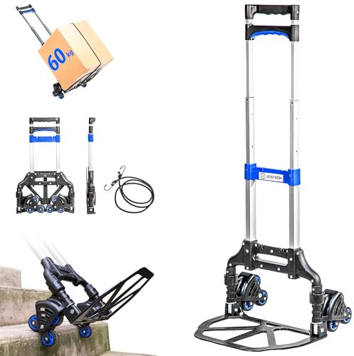 Carrello saliscale pieghevole in alluminio, carrello pieghevole a 6 ruote per spostare e trasportare materiali, compatto, carico massimo 60 kg, 5 anni di garanzia, Hostrom