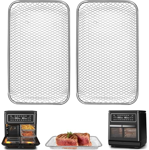 GWBSXM Air Fryer Accessories for Breville Halo Flexi Air Fryer,9.7''×5.7''×0.8'' Stainless Steel Air Fryer Wire Rack Mesh Tray Replacement Part Roasting Steamer Grill Racks Baking Tray，Dishwasher safe
