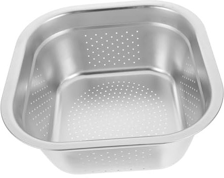LALADEFIEE Scolapasta in Acciaio Resistente 30 Cm Quadrato, Bacinella Multifunzionale Per Lavaggio Verdure, Frutta e Riso, Design Spazioso Con Fori Drenanti Per Uso Cucina e Buffet