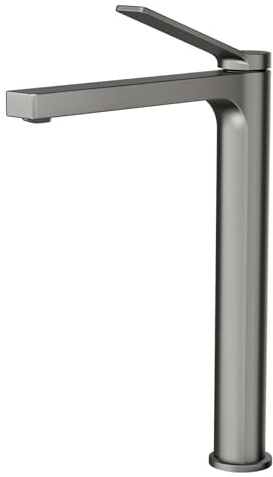 EMKE Badarmatur, Anthrazit, matt, mit Belüfter, Waschtischmischer aus massivem Messing, Keramikkartusche, einfache Installation, wassersparend, 335 x 233 x 46 mm