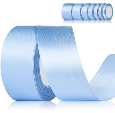 Fyshird Geschenkband Blau 40mm x 22m Schleifenband Hochzeit Satinband Hellblau Breit Polyester Bänder zum Basteln Dekoband für Geburtstag DIY Geschenkverpackung