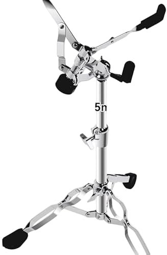 Snare-Drum-Ständer, Konzert-Snare-Drum-Ständer, verstellbarer Snare-Ständer, doppelstrebig, mit Drumstick-Halter, passend für Trommeln mit 10 bis 14 Zoll Durchmesser, Höhenbereich 14,2 bis 22,8 Zoll