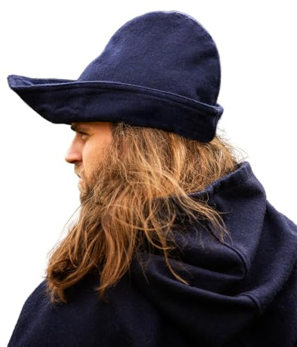 Leonardo Carbone® Herren Kopfbedeckung Robin Hood-Hut | Asymmetrischer Rand | Mittelalterlicher Stil | Karneval, Halloween, Cosplay, LARP, Hut, Mütze, Accessoire | Wolle