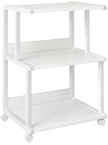 IBUYKE 3-Tier Printer Stand With Storage Shelf and Wheels - Rolling Cart for Home Office Organization, Heat Press, Microwave and Mini Fridge TPS001W
