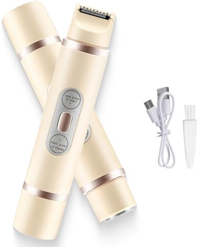 Forcipower Comfort 2 in 1 Electric Lady Shaver, Double-Headed Waterproof Wet and Dry, Detachable Dual Head Shaver Women, for Underarm Legs (Beige)