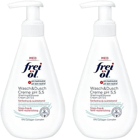 frei öl MED Wasch&DuschCreme pH 5,5 seifenfrei, rückfettend, effektive und sanfte Körperpflege, ph-hautneutral, zarter Duft, 250 ml (Packung mit 2)