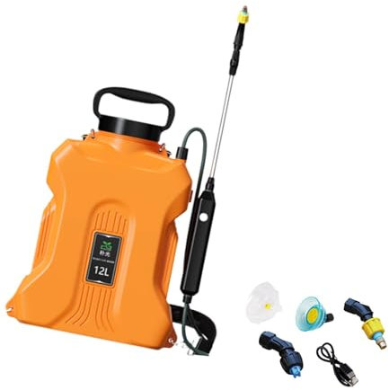 MagiDeal Pulverizador eléctrico de 12 l con correas de mochila profesionales, accesorios portátiles multiusos, pulverizador de jardín para riego de huertos, Naranja