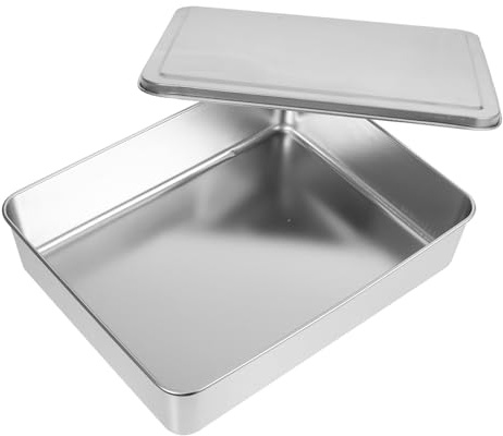 SOIMISS Stainless Steel Cake Pan with Lid Nonstick Baking Tray for Tiramisu and Mousse Dessert Storage Container for Baking Supplies