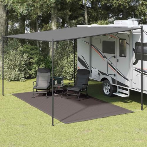 Teenpull Tältmatta 250 x 400 cm Antracit, Vattengenomsläpplig utomhusmatta, Andningsaktiv matta för camping, husvagn, terrass, balkong, trädgård