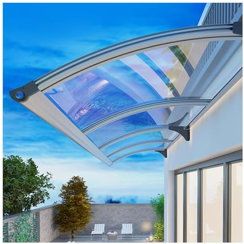 Auvent d'entrée en aluminium durable résistant aux UV pour porte et balcon - Protection contre la pluie - Marquise - 100 x 350 cm - Abri d'extérieur résistant aux intempéries
