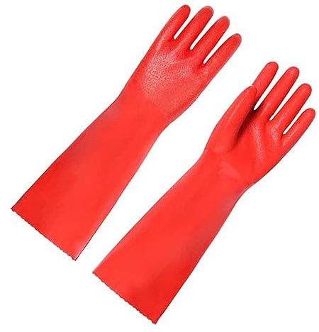 DEARMAMY Thickened Non Slip Kitchen Cleaning Gloves Red Housework Gloves for Dishwashing Laundry Gardening More Comfortable Reusable Durable Household Protection