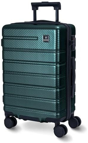 QIMER Carry on Luggage, PC Hard Shell Suitcase 22x14x9 Airline Approved TSA Lock YKK Zippered Double Spinner Wheels Lightweight Suitable for Men and Women, 20 Inch Green