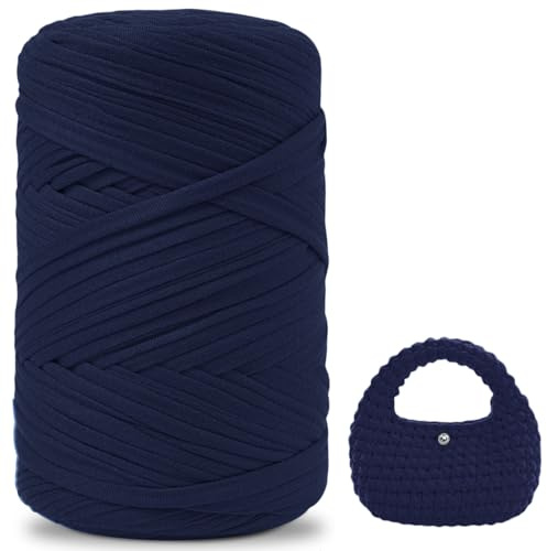 iEGrow 400 g T-shirtgarn, virkgarn, textilgarn för virkade korgar, lämpligt för handväskor, väskor, mattor, heminredning, DIY-hantverk, chunky garn för nybörjare22