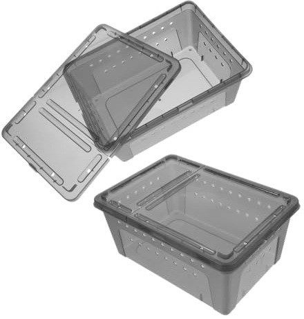 GRIRIW 2 Stück Reptilien Aufzuchtdosen Belüftete Terrarien Futterbox für Spinnen Echsen Frösche und Schlangen Tragbare Leichte Zuchtbox mit Luftlöchern für Kleine Reptilien und Amphibien