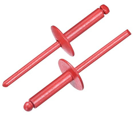 QUARKZMAN 60 Stück Blindnieten 3/16x3/4 Aluminium Nieten, Popnieten Mit Greifer Und Stahl-Dorn Große Flansch Befestigungsnieten Für Metall Möbel Automotive Rot