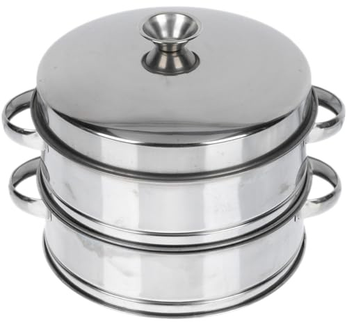 SHINEOFI Vaporera de Acero Inoxidable de 2 Niveles con Tapa Cesta de Vapor Reutilizable para Cocinar al Vapor Panecillos Dim Sum y Verduras Apta para Uso Doméstico y Comercial Fácil de