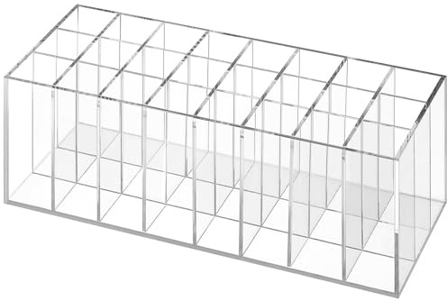 CORHAD Présentoir à Rouge à Lèvres de Bureau en Acrylique Transparent 24 Compartiments Organisateur de Maquillage Polyvalent pour Cosmétiques Support Rangement Compact pour Coiffeuse