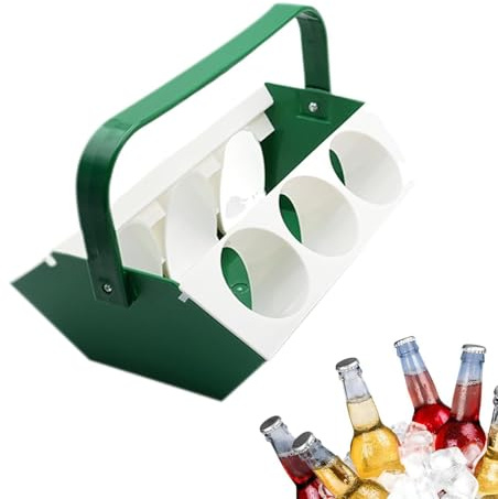 Opdestn Drink Carrier with Handle | Beer Delivery Tray with Ice Compartment | 6-Slot Drink Storage Carrier,for Outdoor Travel Camping Picnic Hiking Backpacking Sports Outgoing Garden BBQ