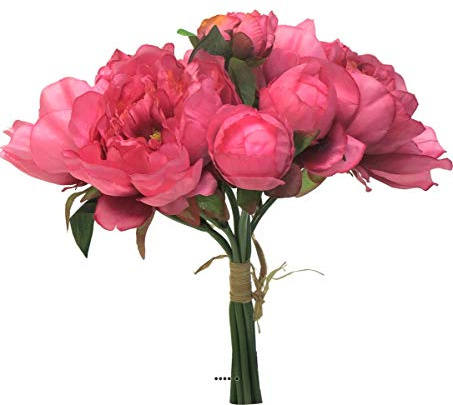 Artificielles.com - Bouquet de Pivoines factices 8 têtes D28cm H34cm Rose Fuchsia - Best - Couleur: Rose Fushia 730