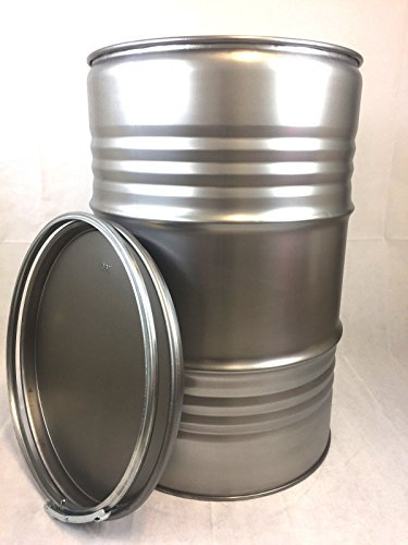 Birsppy SRM - Design Metallfass 210 Liter Blechfass Fass Ölfass Tonne mit Spannring und Deckel Blank NEU