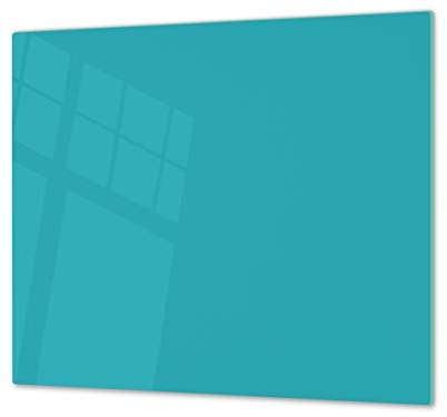 Cubre vitrocerámica y tabla de cortar de cristal templado – Superficie de vidrio templado resistente – UNA PIEZA (60 x 52 cm) o DOS PIEZAS (30 x 52 cm); D18 Serie de colores: L Turquesa