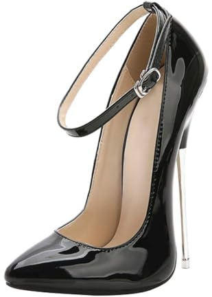 Yudesun Chaussures Femmes Escarpins Aiguilles - Talons Pointus 16cm Fête Élégantes Sexy Sandales pour Femmes Chaussures de Soirée, Noir, 39 EU Étroit