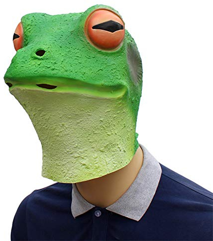 HAORONG Froschmaske für Erwachsene, Latex, Gummi, für Reptilien, Tierkostüm, Grün
