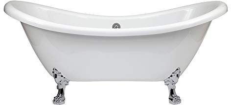 Milano Legend White 1750mm x 730mm Double Ended Freestanding Slipper Bath Chrome Claw Feet