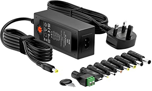 Zolt 45W Universal Power Adapter AC DC 5V 6V 7.5V 9V 12V 13.5V 15V Power Supply Transformer Adaptor for Household Electronics, 3A Max.