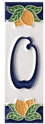 Hausnummern, italienische Keramik-Zahlen und Buchstaben, Zitronendesign, Fliesengröße: 10 cm x 3,5 cm (Nummer 0)