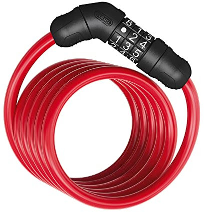 ABUS Spiralkabelschloss Star 4508C/150 - Zahlenschloss aus 8 mm starkem Spiralkabel - ABUS-Sicherheitslevel 2 - Rot