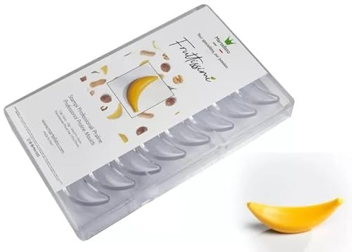 Martellato MA1033 Banana Fruttissimi Clear Polycarbonate Candy Mold Chocolate Praline Mould with 16 Cavities, Each 64mm x 19mm x 15mm High