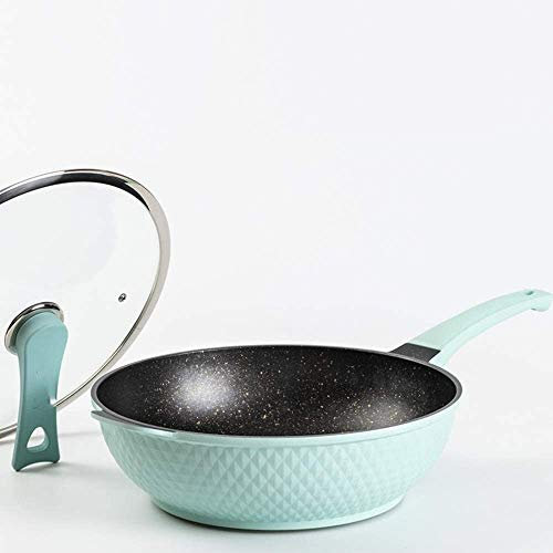 SMSOM Wok 12.5Normal Fry Wok Cooking Wok PAN POTRÓNICO CHINO Iron Pot para la cocina eléctrica, inducción y gasolina Cocina, Rosa (Color : Green)