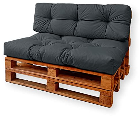 4L Textil Palettenkissen waschbar Palettenauflagen Outdoor Europaletten Sitzkissen Rückenlehne Sitzkissen Seitenkissen wetterfest (Rückenlehne 120x40 cm, Dunkelgrau Uv-beständig)