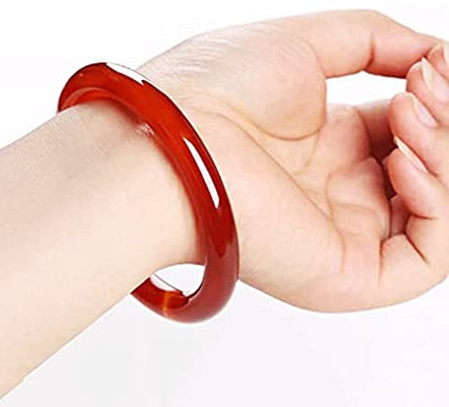UIBAO Jade Armreif Roter Achat-Jade-Armband Natürlicher Red Jade Armreif Damen Jade Armreifen Für Damen Lady Schmuck Modeaccessoires mit Geschenkbox,57-58mm