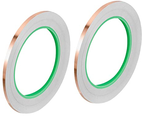 PATIKIL Cuivre Ruban 0,2 Pouce x 27 Yards 0,05 Épais Cuivre Feuille Ruban Double Face Conducteur Adhésif EMI Blindage pour Électronique, Circuits, Mise à Terre Paquet de 2