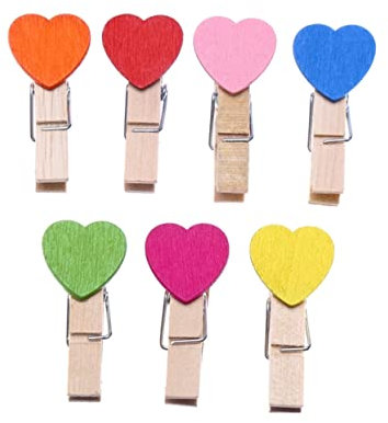 Operitacx 100pièces Pinces à Photos Bois Mini Cœur Pinces Marque-pages Bois Fournitures Loisirs Créatifs Décoration