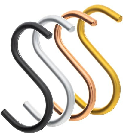 Kleidereisen S-Haken Küchenhaken - 5 Stück - Aluminium Haken - universell einsetzbar - wiederstandsfähig - Küchenhaken Garderobenhaken (Gold)