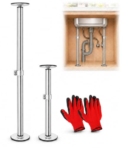 Undermount Sink Brackets, Stainless Steel Adjustable Sink Legs Installation and Repair Kit Support System with Waterproof Gloves for Kitchen, Bathroom(16.1-28.7inches)