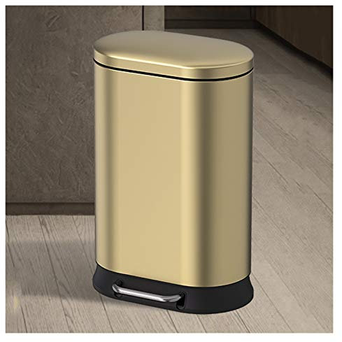 Cubo de Basura La basura creativa puede basura con pedal tapa del hogar acero inoxidable puede de gran capacidad pedal cubo de basura, 5.2 galones / 7.9 galones Cubo de Reciclaje ( Color : Gold-30L )