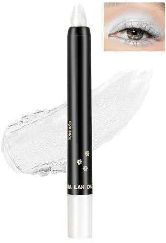 Jutqut Weißer Glitzer Lidschatten Stift, White Wasserfest Eyeliner Stick, Schimmer Metallic Lidschattenstift, Long Lasting Eyeshadow Pencil, Perlglanz Cream Augenstift, Waterproof Augen Make up